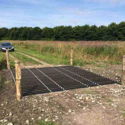 Bil, der er på vej til at kører over en færist