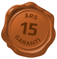 Et billede af en voksforsejling hvor der står 15 års garanti skrevet på