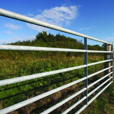 Et nærbillede af en stållåge som er monteret på et elektrisk hegn