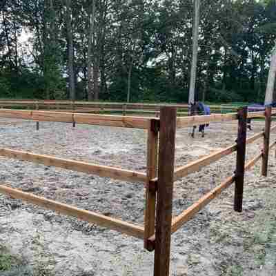 Ohio-hegnet med tre lægter er benyttet til en hestefold.