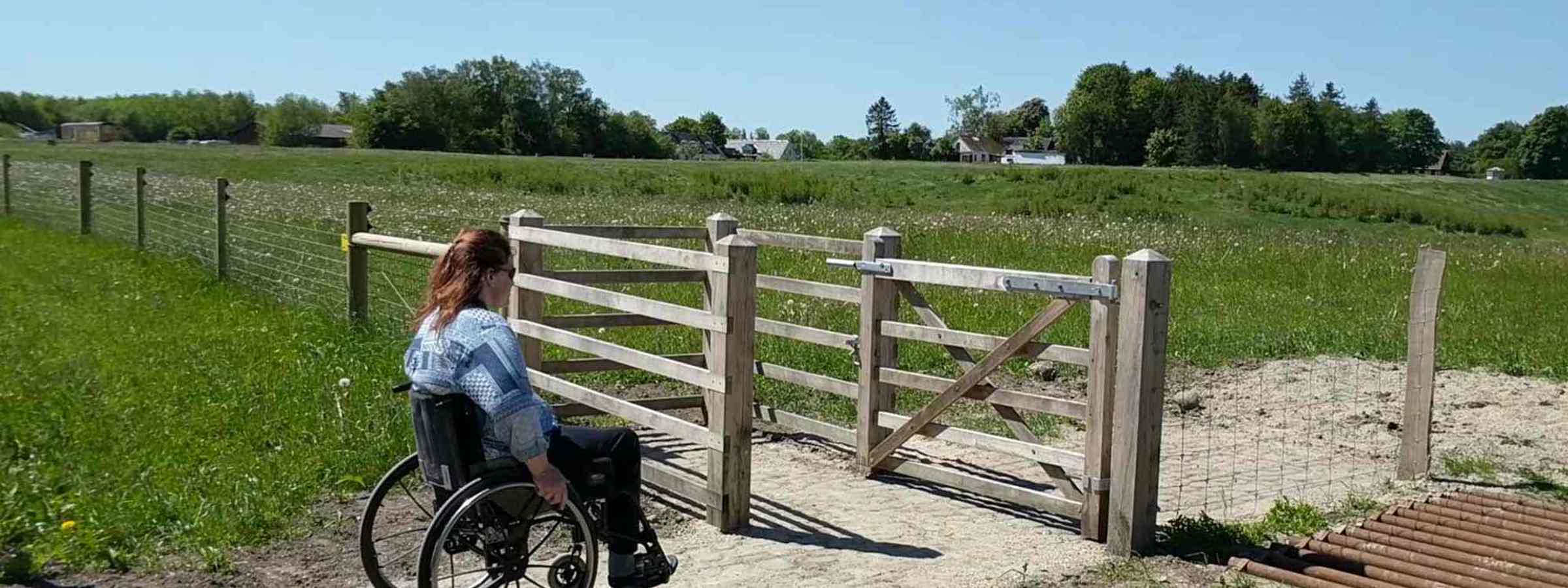 En dame i kørestol benytter en HandyGate