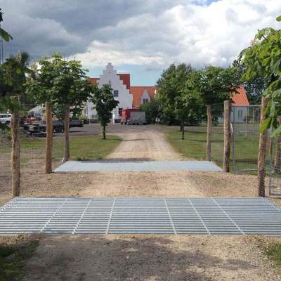 To færiste foran en bygning