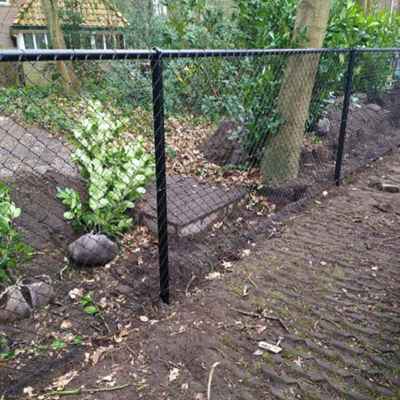 Bagerst i en have adskilles haven fra en sti med et flethegn